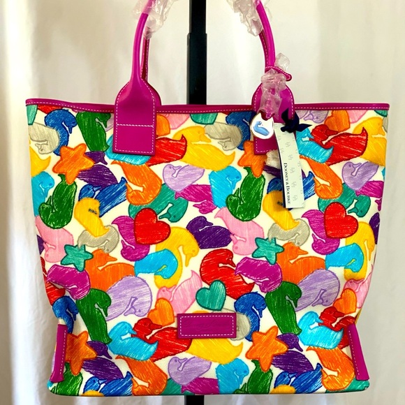 Dooney & Bourke Handbags - DOONEY & BOURKE WONDER DUCKS FUSCHIA BELLA SHOPPER